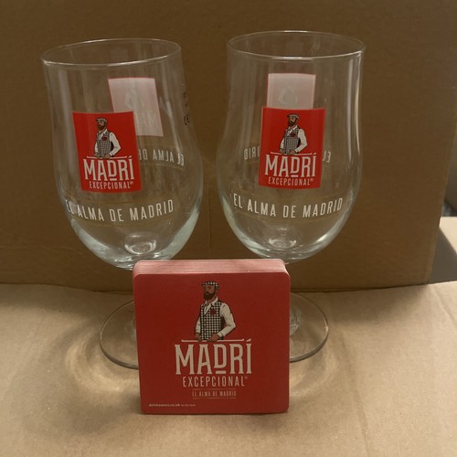 Brand new madri beer - brand, glass