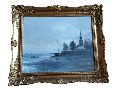 Large gold gilt frame oil - gold,