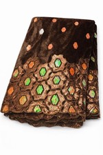 Nigerian Fabric Brown Velvet