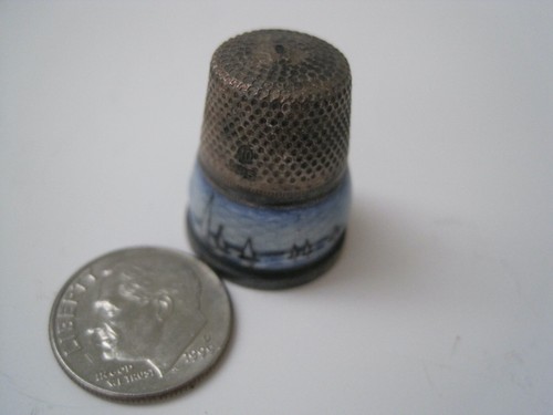 Delft blue sterling thimble - delft,