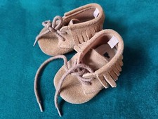 Baby GAP Moccasins with Fringe Size 6-12 Month Shoes Lace Up Suede Honey Brown 