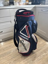 Taylormade Select Plus Blue/White/Red 15 Way Cart Bag & Rain Hood - VGC