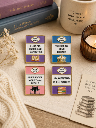 Book lover enamel pin - lover,