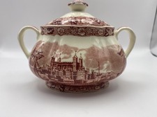Palissy Pottery Sugar Bowl With Lid - ‘Thames River Scenes; Tower of London’