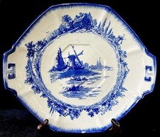 Royal Doulton “Norfolk Blue” Vintage Ceramic 10" Square Ends Cake/Sandwich Plate