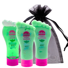 Foot Spa Gift Set - Soak, Scrub, Lotion in Gift Bag - Mint Scented Pedicure Kit