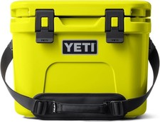 YETI Roadie 15 Hard Cooler with Double Duty Shoulder Strap Firefly Yellow Camp