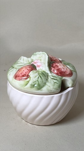 Vintage strawberry ceramic jam - vintage,