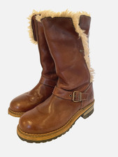 CATERPILLAR "Mardy" Brown Leather Boots w/ Faux Fur Lining UK SIZE 5