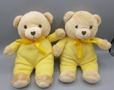 Set of 2 PMS TLC Appeal Yellow Teddy Bears Soft Plush Toys 10" Heart Nose