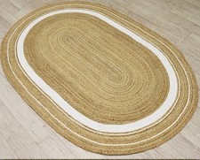 Jute Rug 90x60cm Oval Handmade New