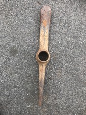 Vintage Old Wooden Handle Pick Axe Hand Tool Garden