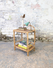 Vintage Mid Century Cane Boho Bedside Table Sofa Side Table Stand Delivery