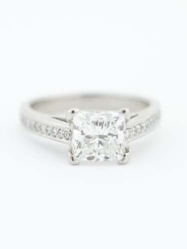 Platinum diamond princess ring - diamond,