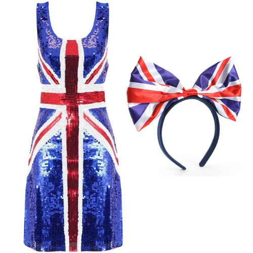 Ladies union jack sequin dress - union,