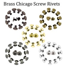 DIY Flat Belt Screw Leather Craft Strap Chicago Brass Solid Rivets Stud Head