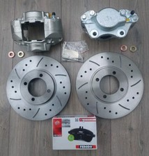 FORD CAPRI MK3 2.8i M16 FRONT CALIPER KIT BRAKE GROOVED DISC PADS PAIR VENTED