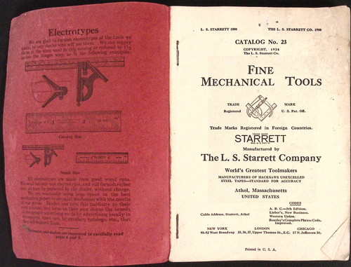 1924 starrett tools catalog - tools, no