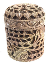 Vintage Hand Carved Soapstone Container Trinket Dish Box