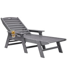VEVOR Outdoor Chaise Lounge Chair 6 Positions Reclining Patio Bench Lounger Gray