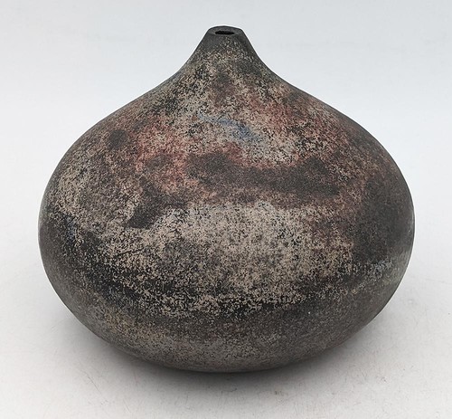 Raku fired studio pottery vase - fired,