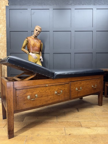 Antique oak medical exam - oak,