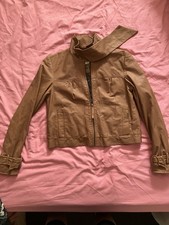 WomenBrown Leather Naf Naf Biker Jacket Size M