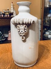 L Godinger Co 12" Decorative Vase: French Country • Ivory/ Brown • Scroll Work