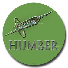 HUMBER CARS 12" ROUND METAL SIGN. CLASSIC HUMBER CARS GARAGE DECOR / WALL ART.