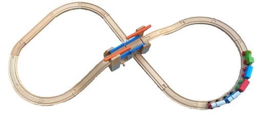 Toy wooden railway - railway, set