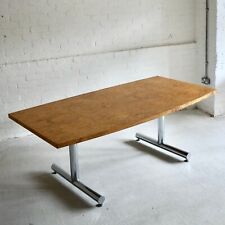 VINTAGE MID CENTURY PIEFF ELEGANZA BURR & CHROME DINING TABLE
