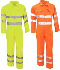 Yoko Hi-Vis Coveralls High Viz Workwear Showerproof Polycotton Boiler Suit S-6XL