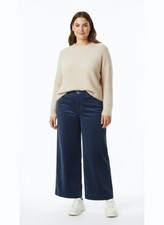 Cord Wide Leg Jeans M&S High Waist Womens Marks Spencer size 18 Long navy