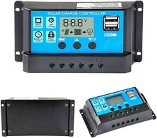 30A PWM Solar Panel Regulator Battery Charge Controller LCD Dual USB 12V/24V UK
