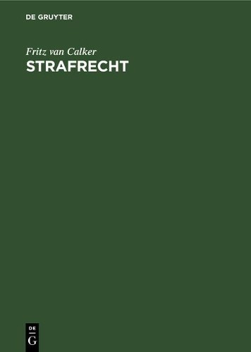 Strafrecht fritz van - van, calker