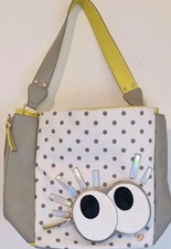 Anna Smith Polka Dot Eye Appliqué Tote Bag Novelty Shoulder Bag | Designer Purse