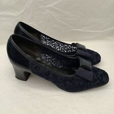 Vintage NORVIC Navy Blue Swiss Lace Ladies Heels Shoes UK5.5