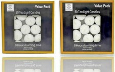 100 Tea Night Lights Candles 8 HOUR LONG BURN Unscented Tealights Nightlight 8HR