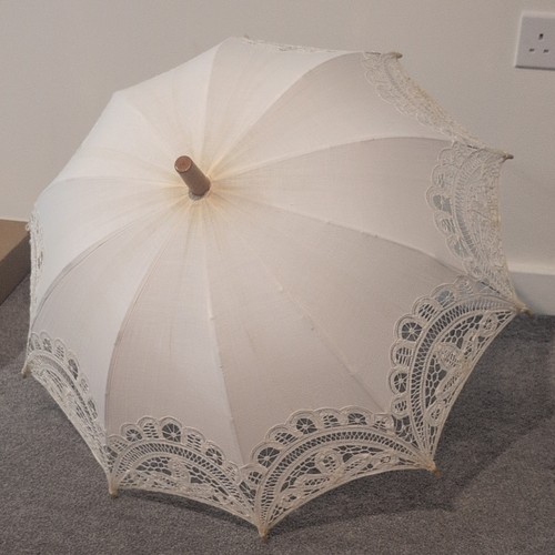 White bridal lace edge parasol - edge,