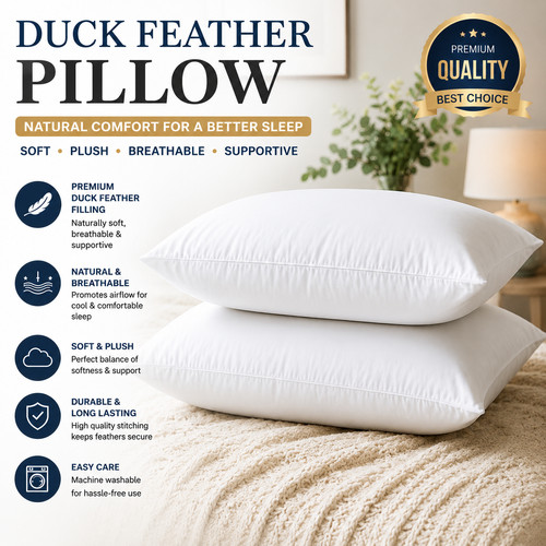Duck feather pillows - pillows, pair