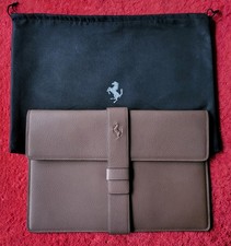 FERRARI Schedoni Chocolate Cioccolato Leather Document Pouch Wallet Dust Bag NEW