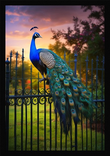 Peacock serene framed - serene, wall