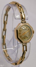 Vtg 1930 Helvetia Art Deco 9ct Solid Gold 17J Mechanical Octagonal Ladies Watch
