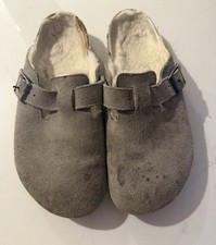 Birkenstock Boston Shearling Suede Stone Size 44 Mens