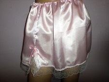 PINK SATIN WHITE LACE MINI PETTICOAT 13"  LONG  30-46 WAIST