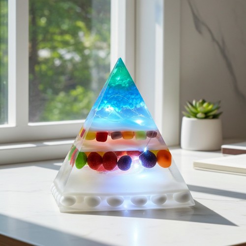 Large resin pyramid desk lamp - large,