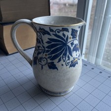 Charlotte Rhead Bursleyware 6" Pitcher Blue Flowers and Vines gold Vintage Rare