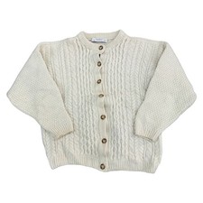 Highland Home Industries Knit Cardigan Chunky Wool Cream Sweater Womens Large