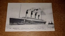 White Star Line Olympic escorted by tugs  at Soton original postcard June 1911