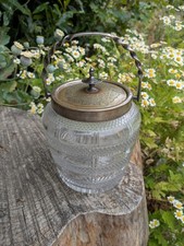 Vintage/Antique Cut Glass & Silver Plate EPNS Biscuit Barrel